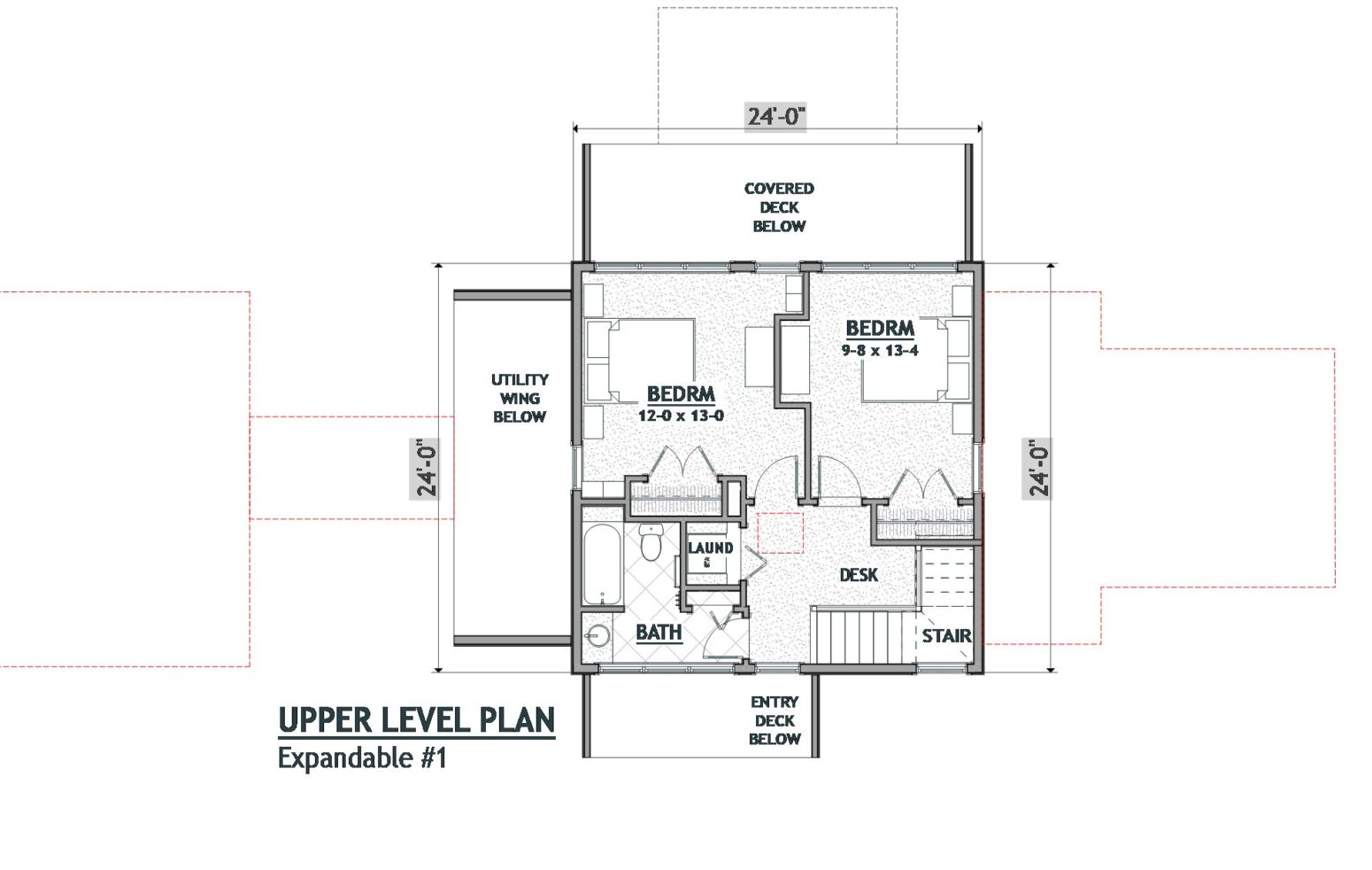 Design options exist this stair landing, bath, and laundry closet. and