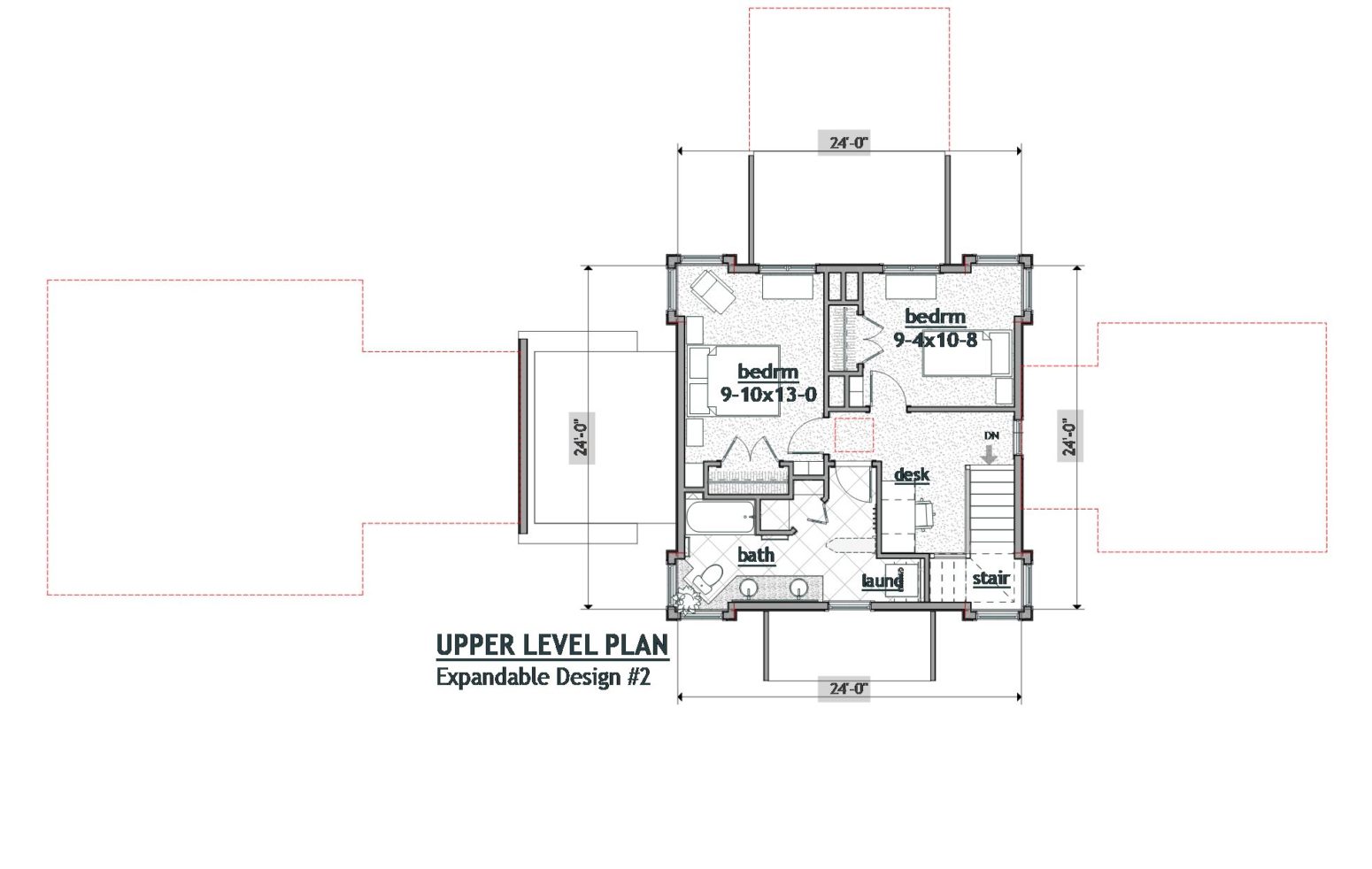 Generous space allocated for the bath and landing designs this variation.