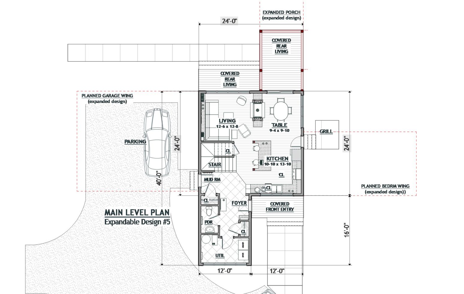 This self contained contemporary style plan has very narrow lot potential with parking in front.