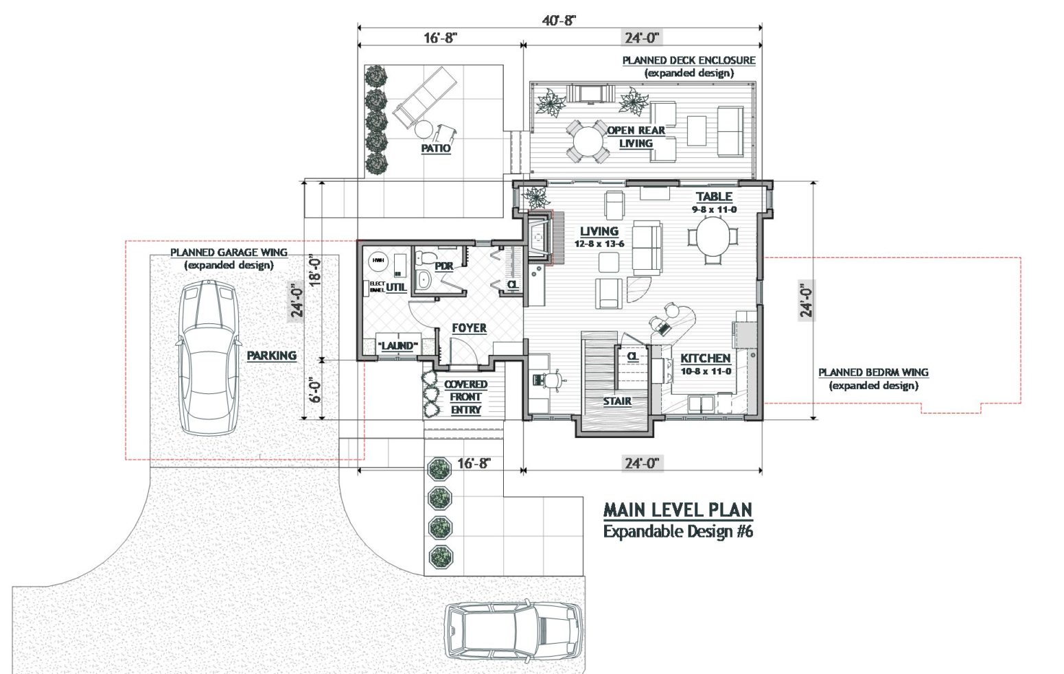 Keeping the entry and foyer out of the core design allows space this plan for a home office alcove.