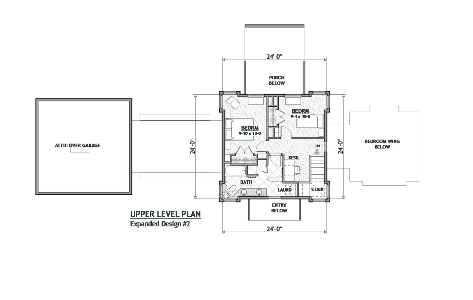 Upper level floor plan for this highly efficient home plan