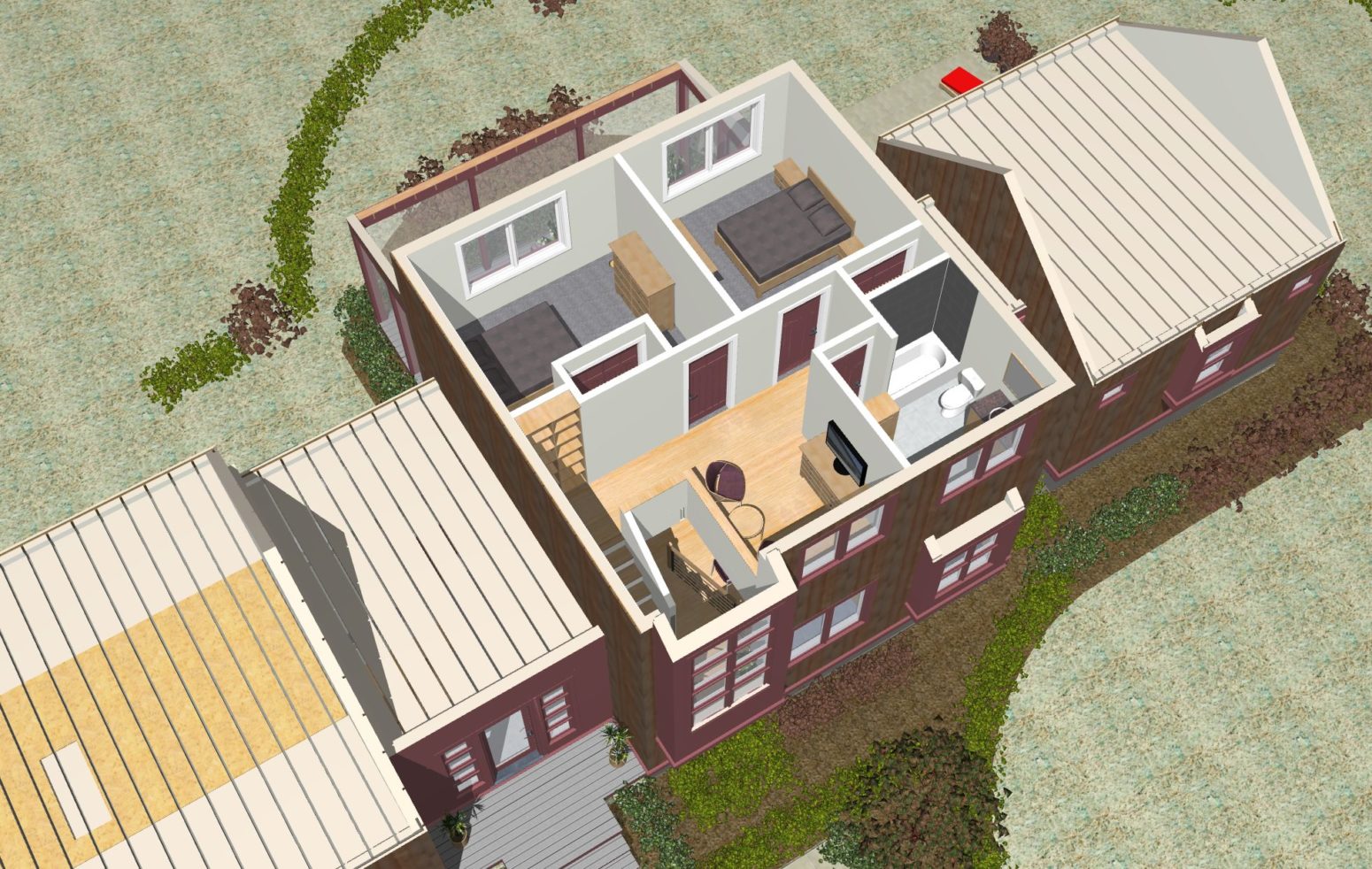 Decent bedroom sizes this plan variatgion. Big light comes in the stair window.