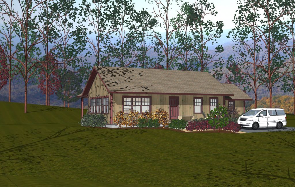 Simple 2 bedroom home design under 1000 sf.