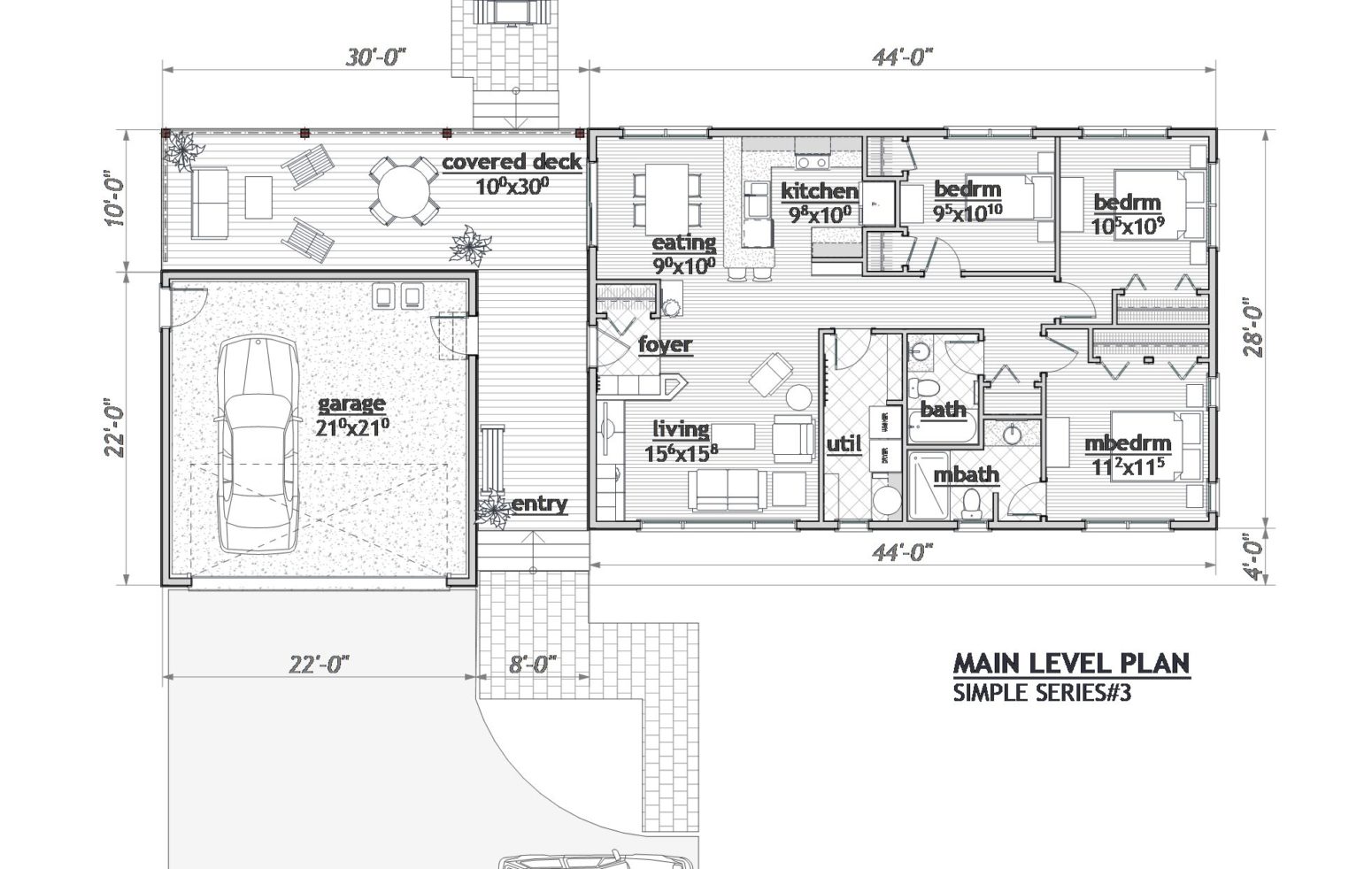 The entry door in the breezeway is trading off a more conventional entry location for a more efficient plan.