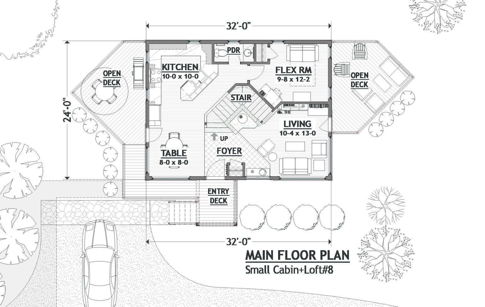 This layout has a centered entry and center stair.