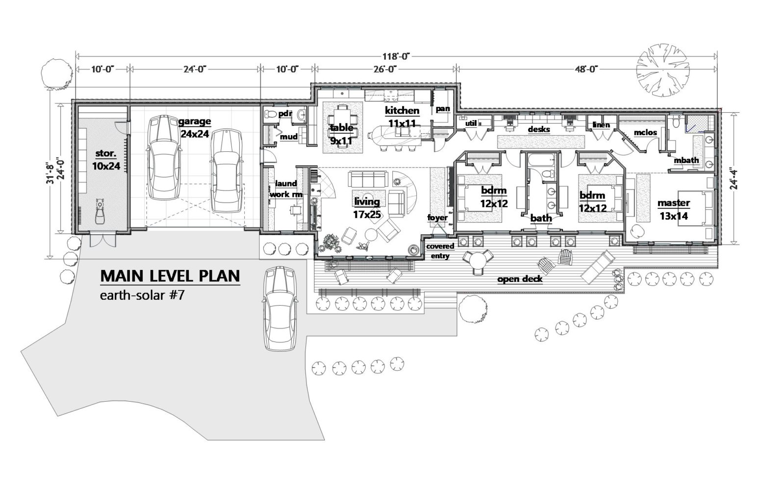 Complete and comfortable contemporary 3 bedroom home design with passive solar potential.