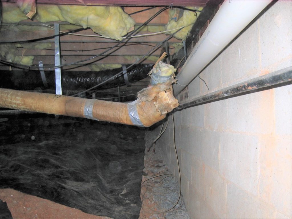 Vented crawl space below the ranch style home